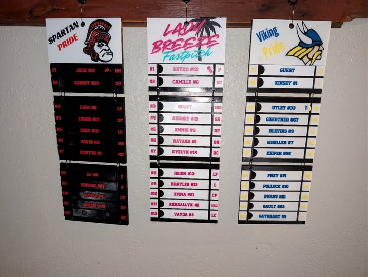 Custom magnetic dugout lineup boards